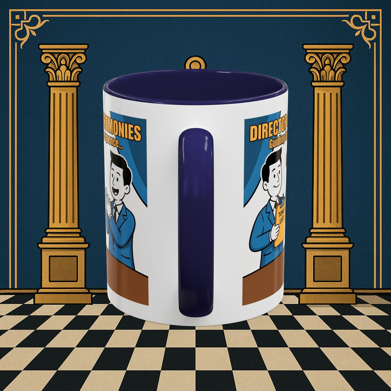 Premium Ready to Go Freemason Design Ready to Go | Accent Coloured 11oz Mug | Toasting Protocol | Director of Ceremonies - Masonic Mugs