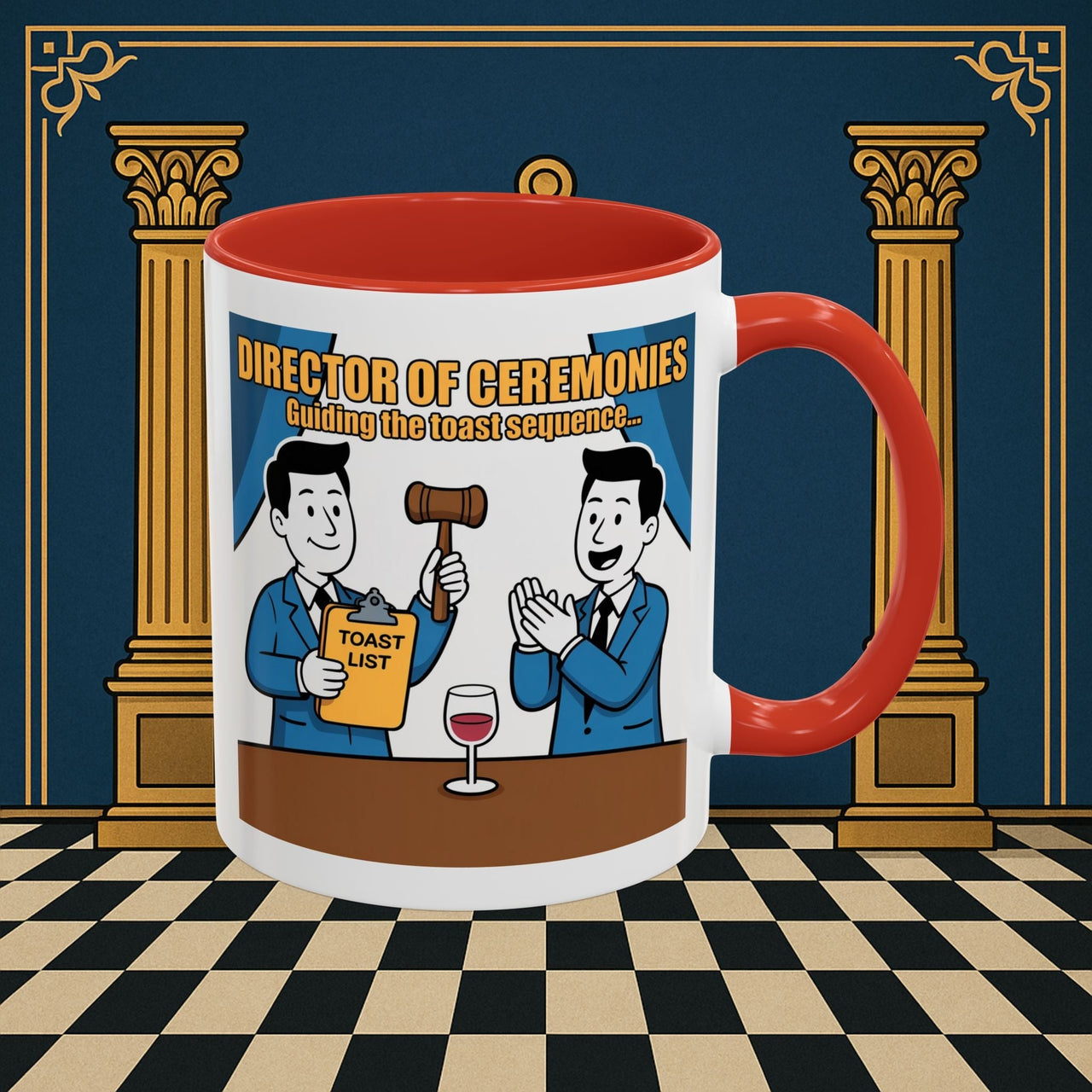 Premium Ready to Go Freemason Design Ready to Go | Accent Coloured 11oz Mug | Toasting Protocol | Director of Ceremonies - Masonic Mugs