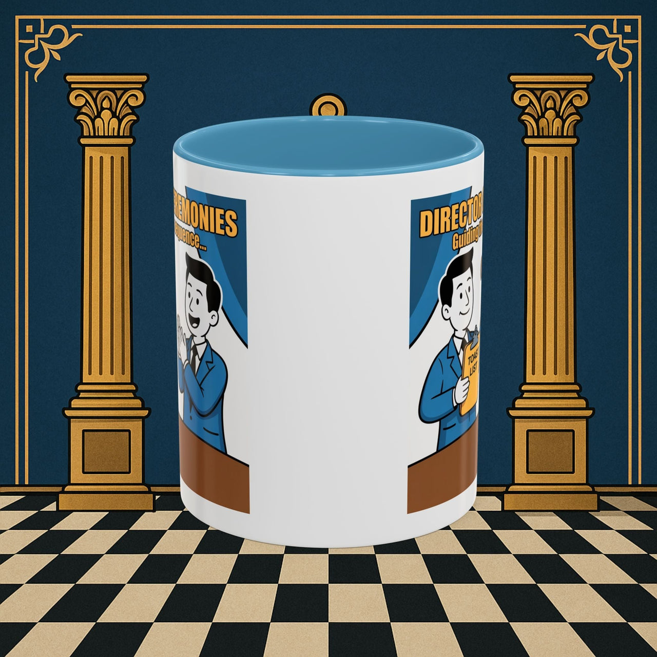 Premium Ready to Go Freemason Design Ready to Go | Accent Coloured 11oz Mug | Toasting Protocol | Director of Ceremonies - Masonic Mugs