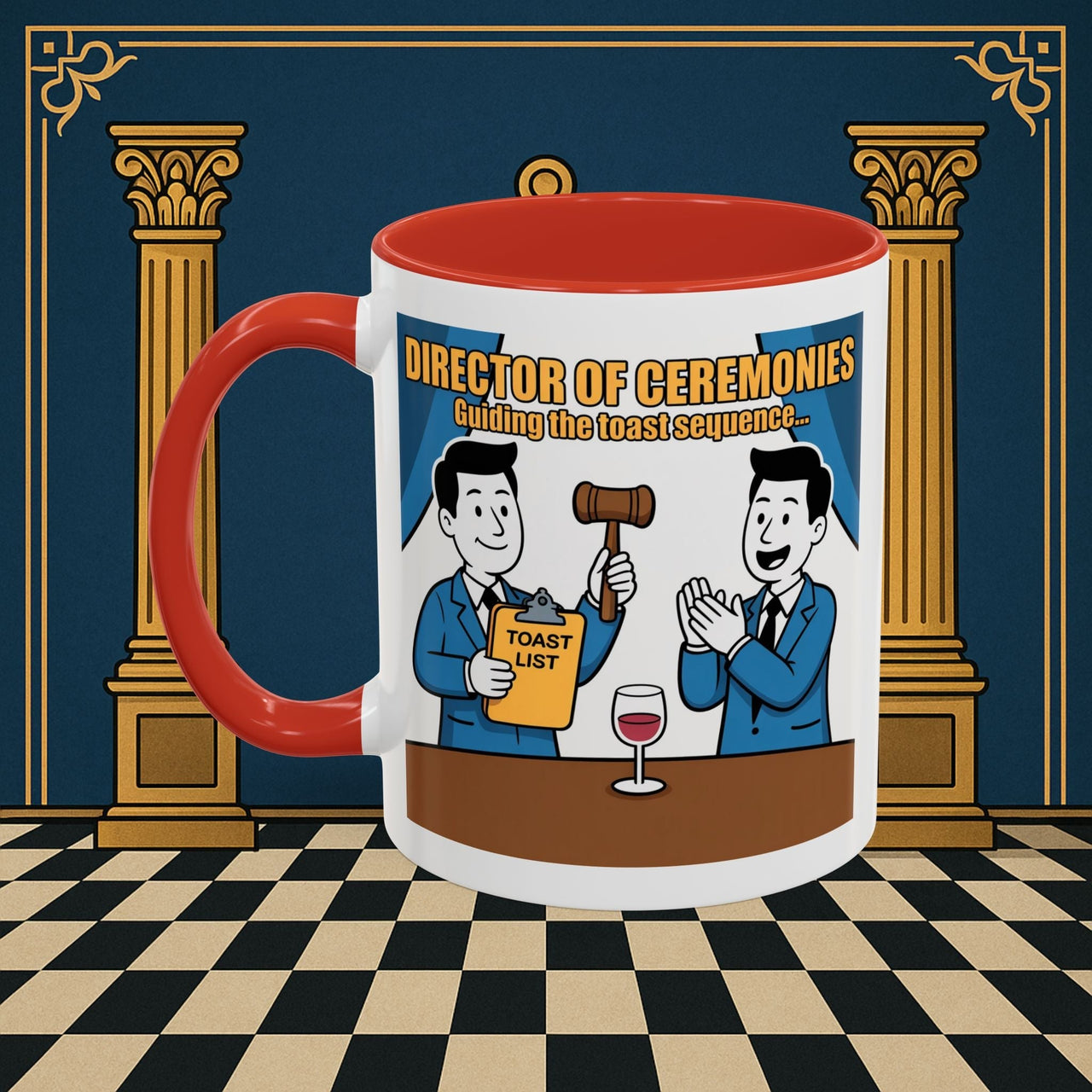 Premium Ready to Go Freemason Design Ready to Go | Accent Coloured 11oz Mug | Toasting Protocol | Director of Ceremonies - Masonic Mugs