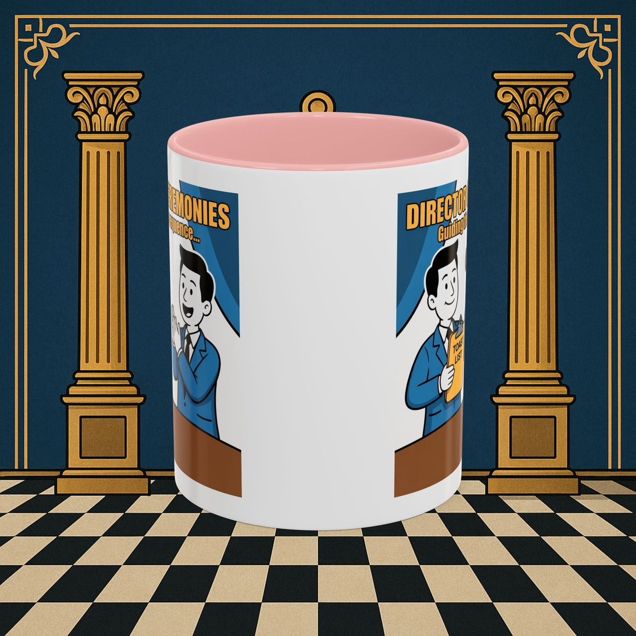 Premium Ready to Go Freemason Design Ready to Go | Accent Coloured 11oz Mug | Toasting Protocol | Director of Ceremonies - Masonic Mugs