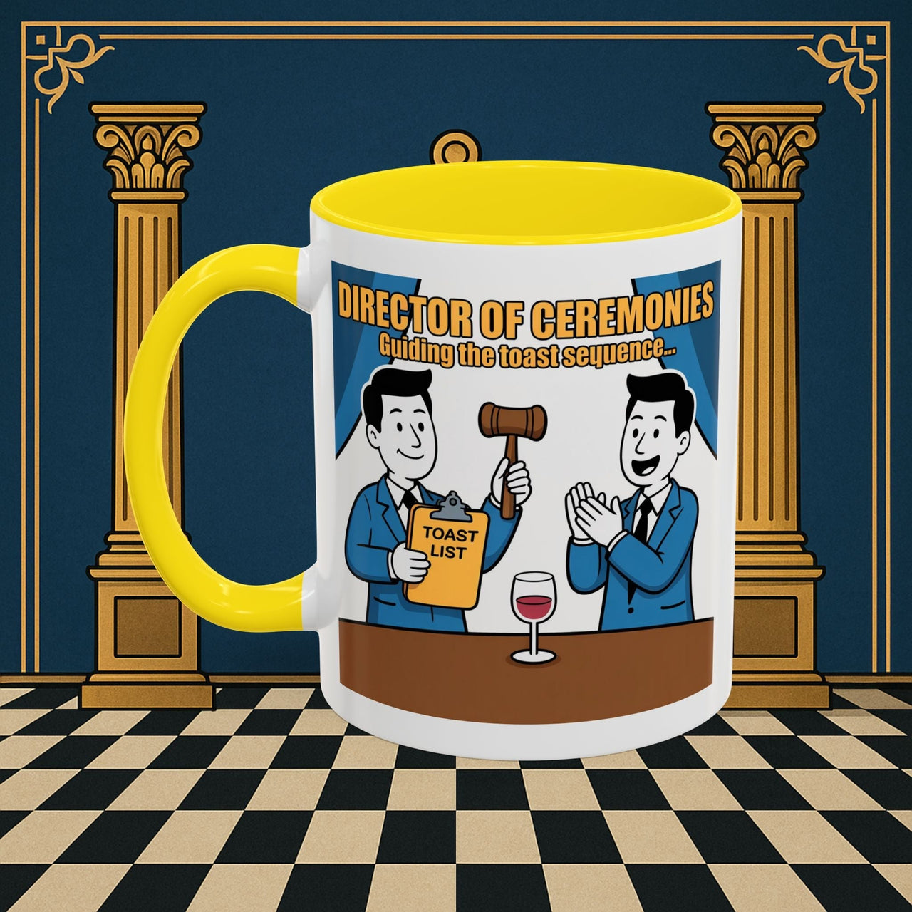Premium Ready to Go Freemason Design Ready to Go | Accent Coloured 11oz Mug | Toasting Protocol | Director of Ceremonies - Masonic Mugs