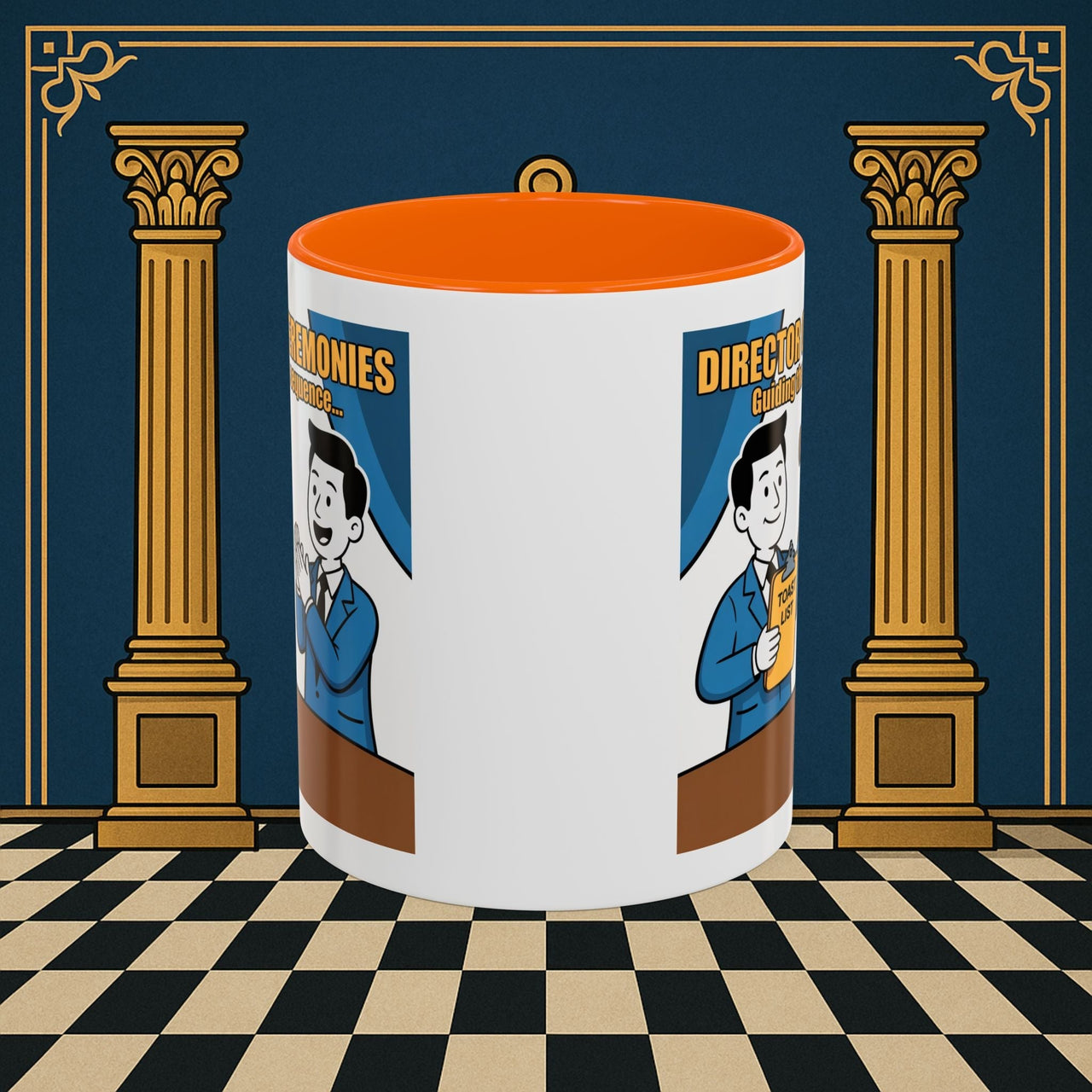 Premium Ready to Go Freemason Design Ready to Go | Accent Coloured 11oz Mug | Toasting Protocol | Director of Ceremonies - Masonic Mugs