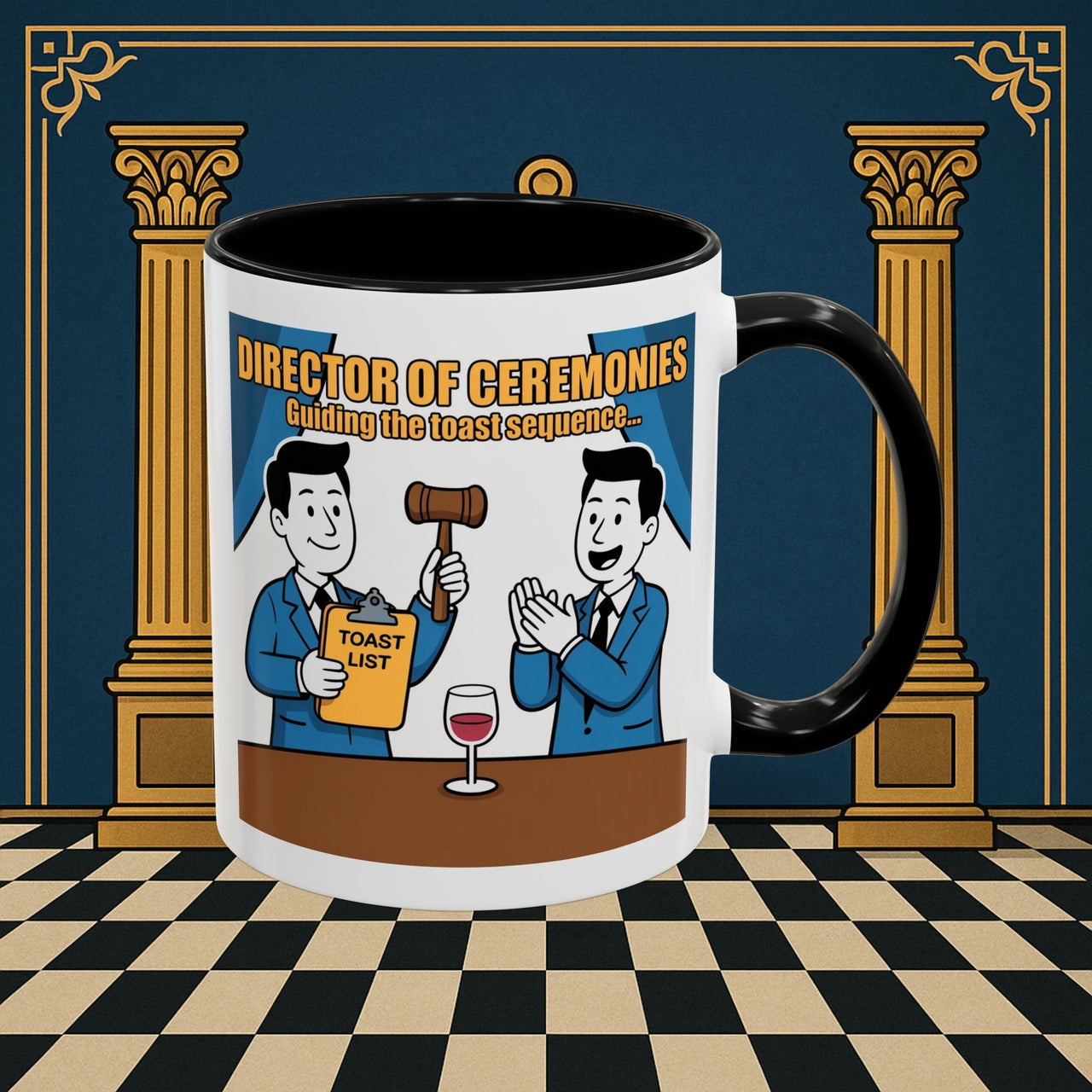 Premium Ready to Go Freemason Design Ready to Go | Accent Coloured 11oz Mug | Toasting Protocol | Director of Ceremonies - Masonic Mugs