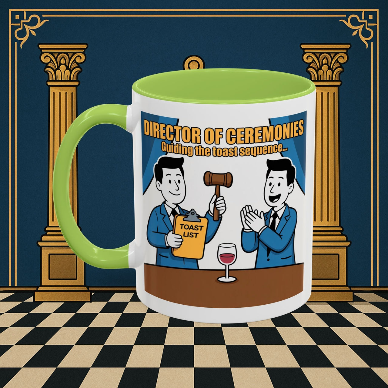 Premium Ready to Go Freemason Design Ready to Go | Accent Coloured 11oz Mug | Toasting Protocol | Director of Ceremonies - Masonic Mugs