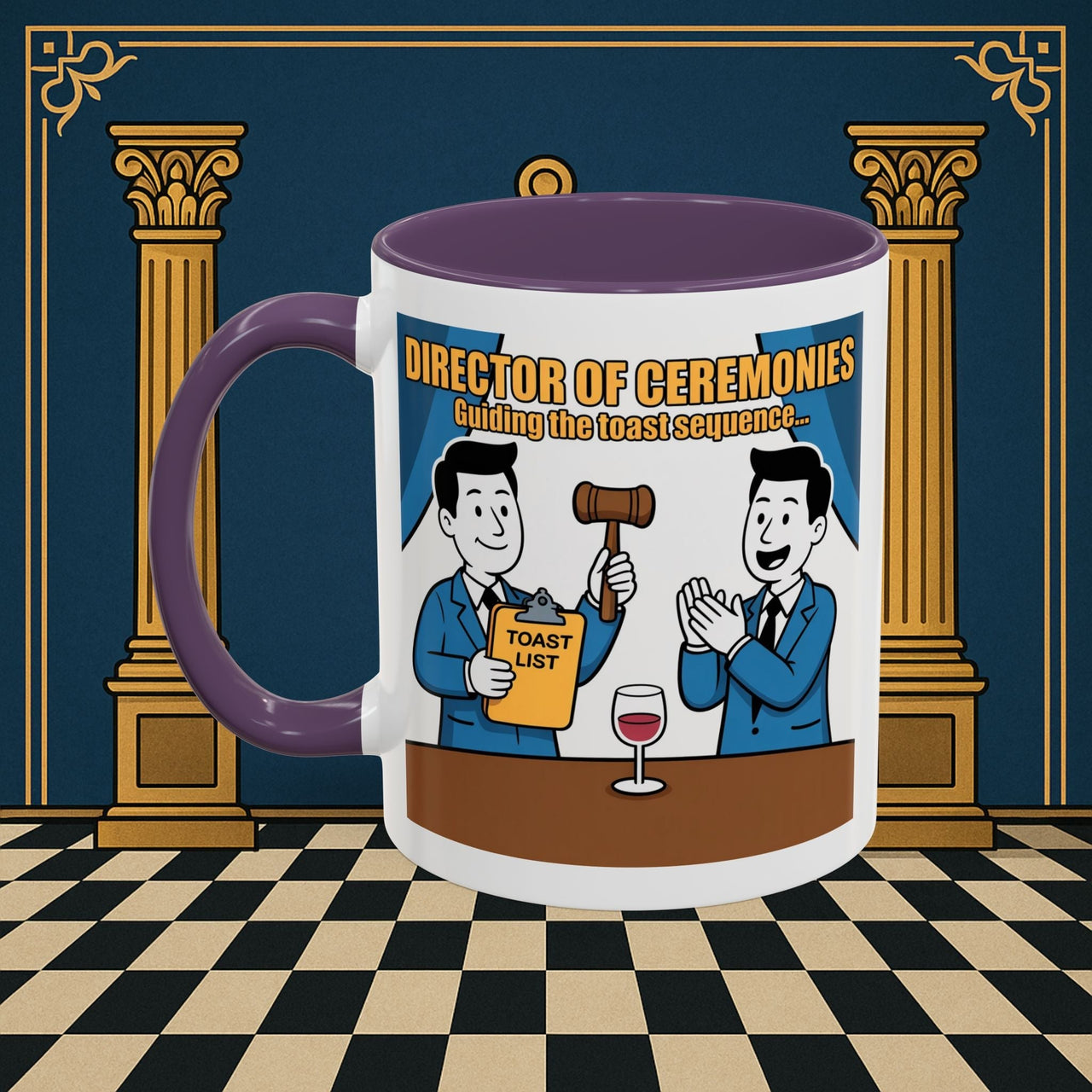 Premium Ready to Go Freemason Design Ready to Go | Accent Coloured 11oz Mug | Toasting Protocol | Director of Ceremonies - Masonic Mugs