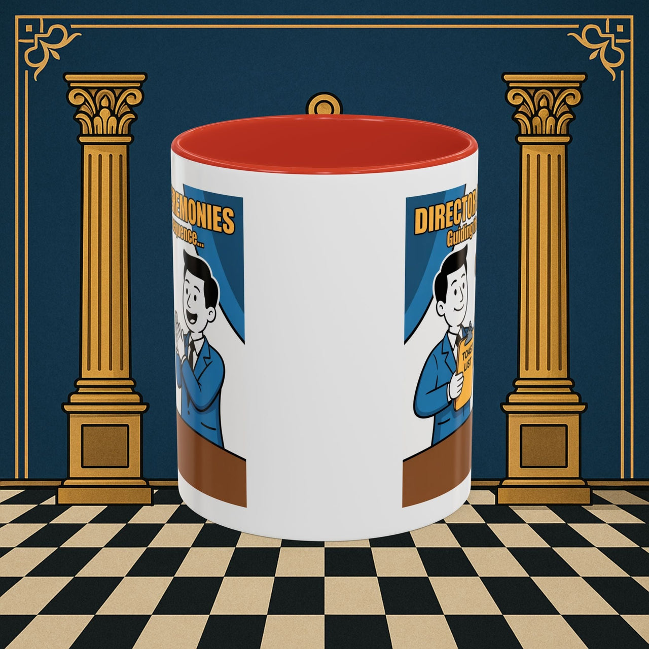 Premium Ready to Go Freemason Design Ready to Go | Accent Coloured 11oz Mug | Toasting Protocol | Director of Ceremonies - Masonic Mugs