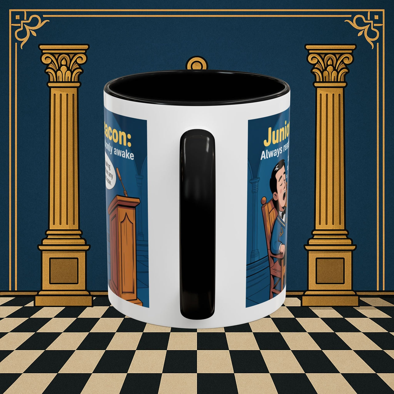 Premium Ready to Go Freemason Design | Sleepy Sentinel of the Lodge: Junior Deacon - Masonic Mugs