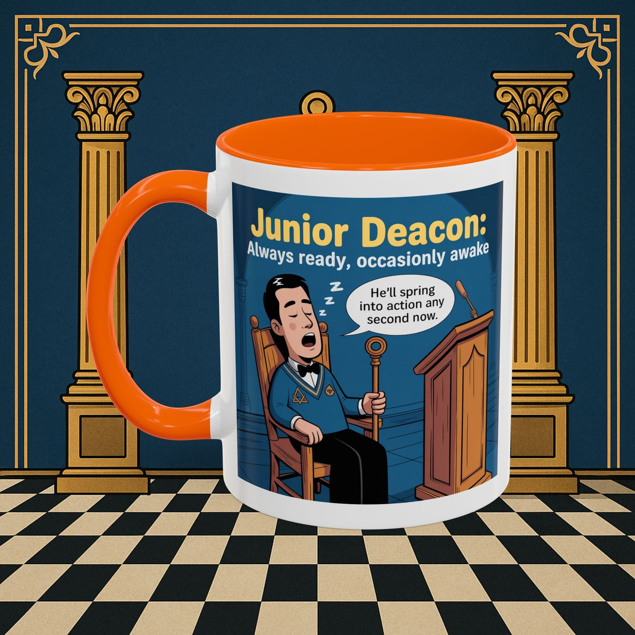 Premium Ready to Go Freemason Design | Sleepy Sentinel of the Lodge: Junior Deacon - Masonic Mugs