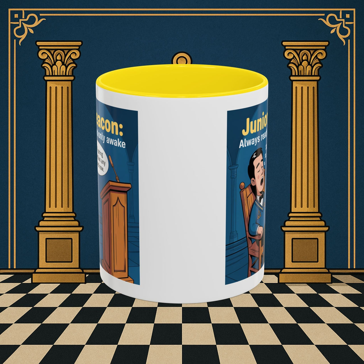 Premium Ready to Go Freemason Design | Sleepy Sentinel of the Lodge: Junior Deacon - Masonic Mugs