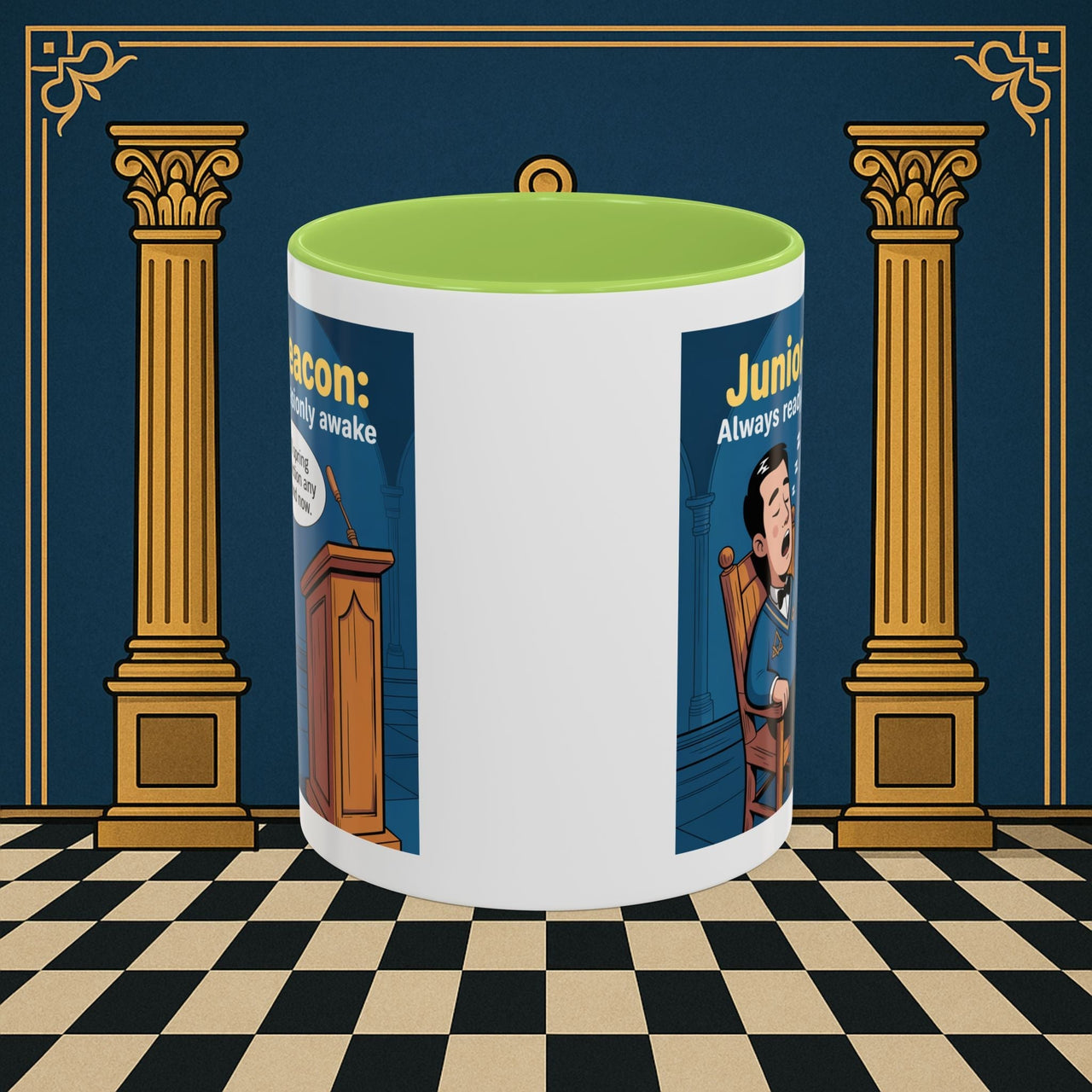 Premium Ready to Go Freemason Design | Sleepy Sentinel of the Lodge: Junior Deacon - Masonic Mugs
