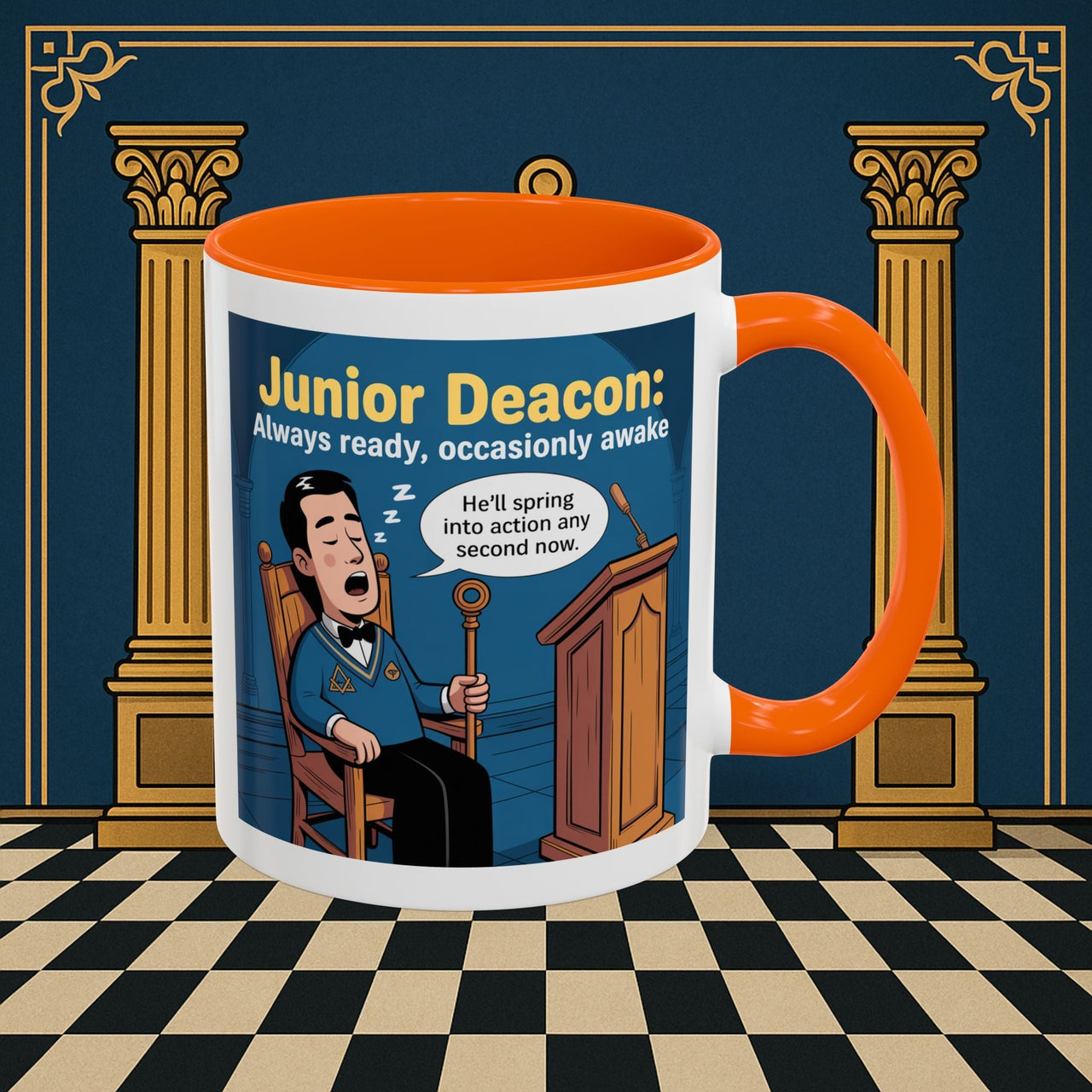 Premium Ready to Go Freemason Design | Sleepy Sentinel of the Lodge: Junior Deacon - Masonic Mugs