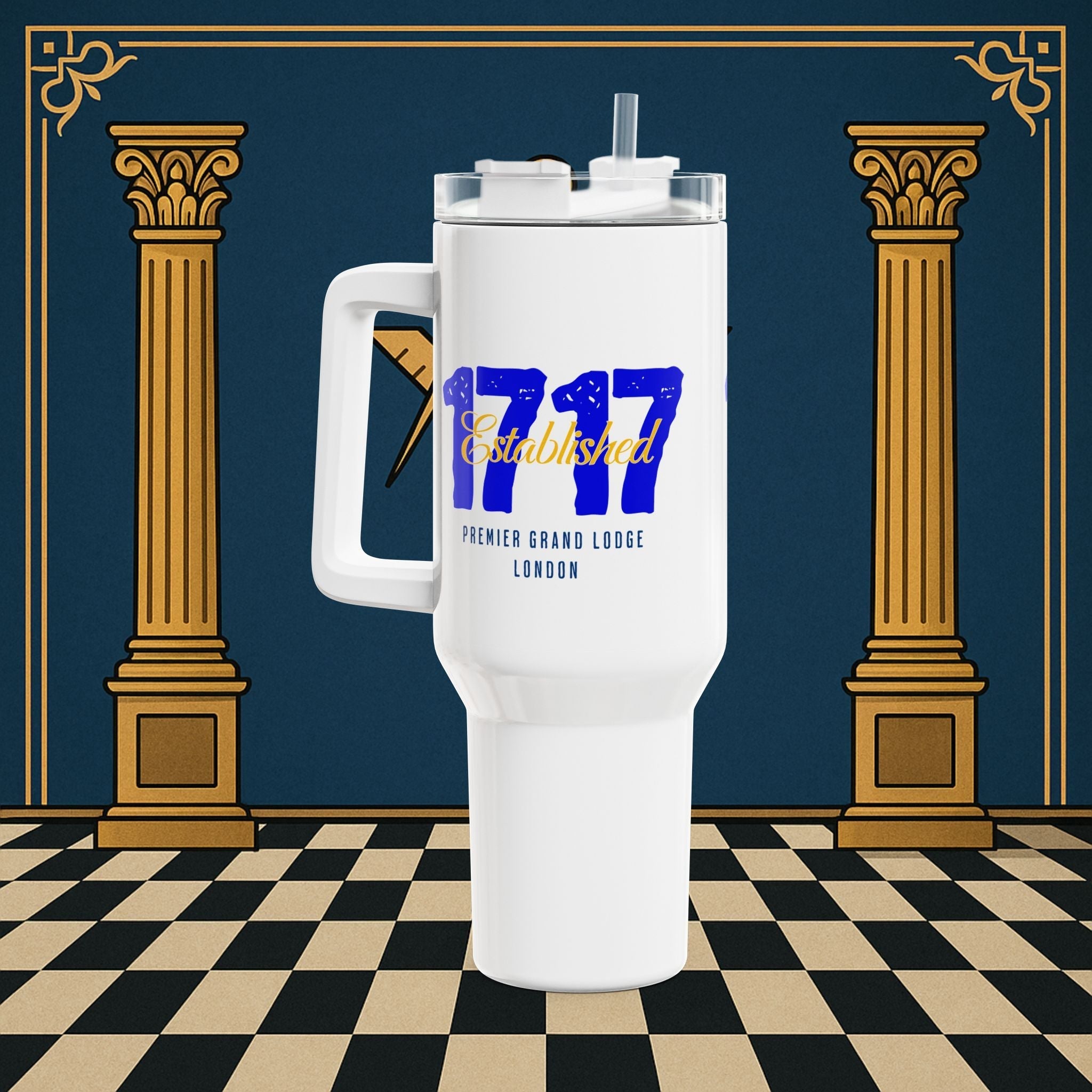 Premium Ready to Go Freemason Design Tumbler 40oz – Established 1717 Premier Grand Lodge – Freemason Ready|to|Go Gift - Masonic Mugs