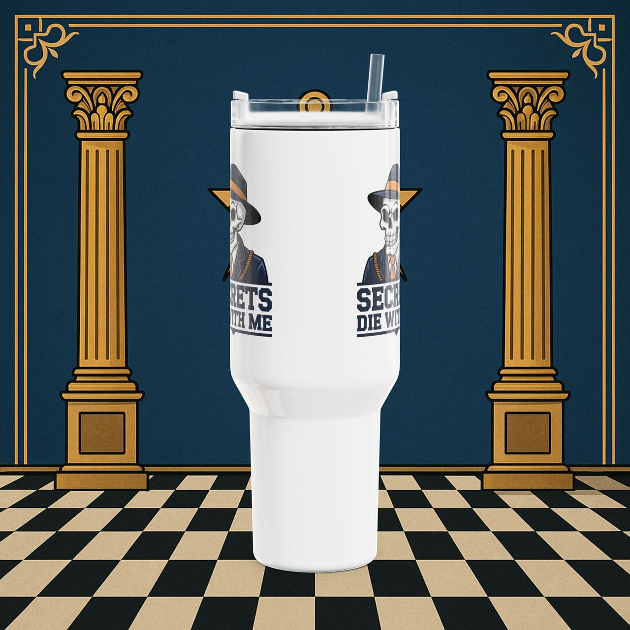 Premium Ready to Go Freemason Design Tumbler 40oz – Secrets Die with Me – Freemason Ready|to|Go Gift - Masonic Mugs