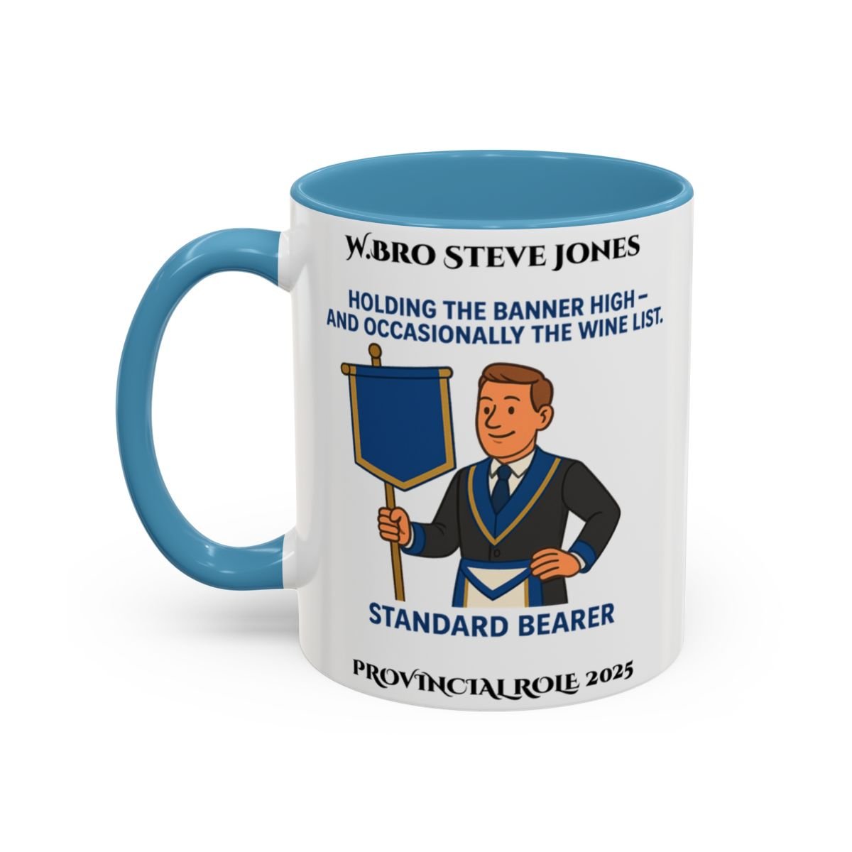 Provincial Standard Bearer Design Personalised Mug - Holding the Banner High - Masonic Mugs