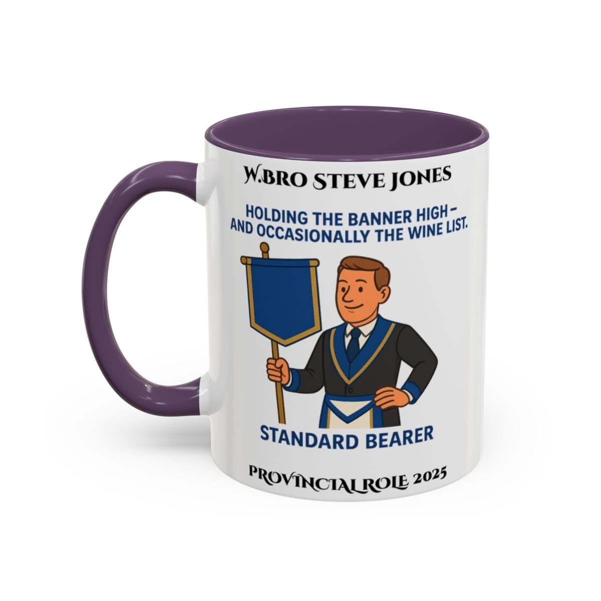 Provincial Standard Bearer Design Personalised Mug - Holding the Banner High - Masonic Mugs