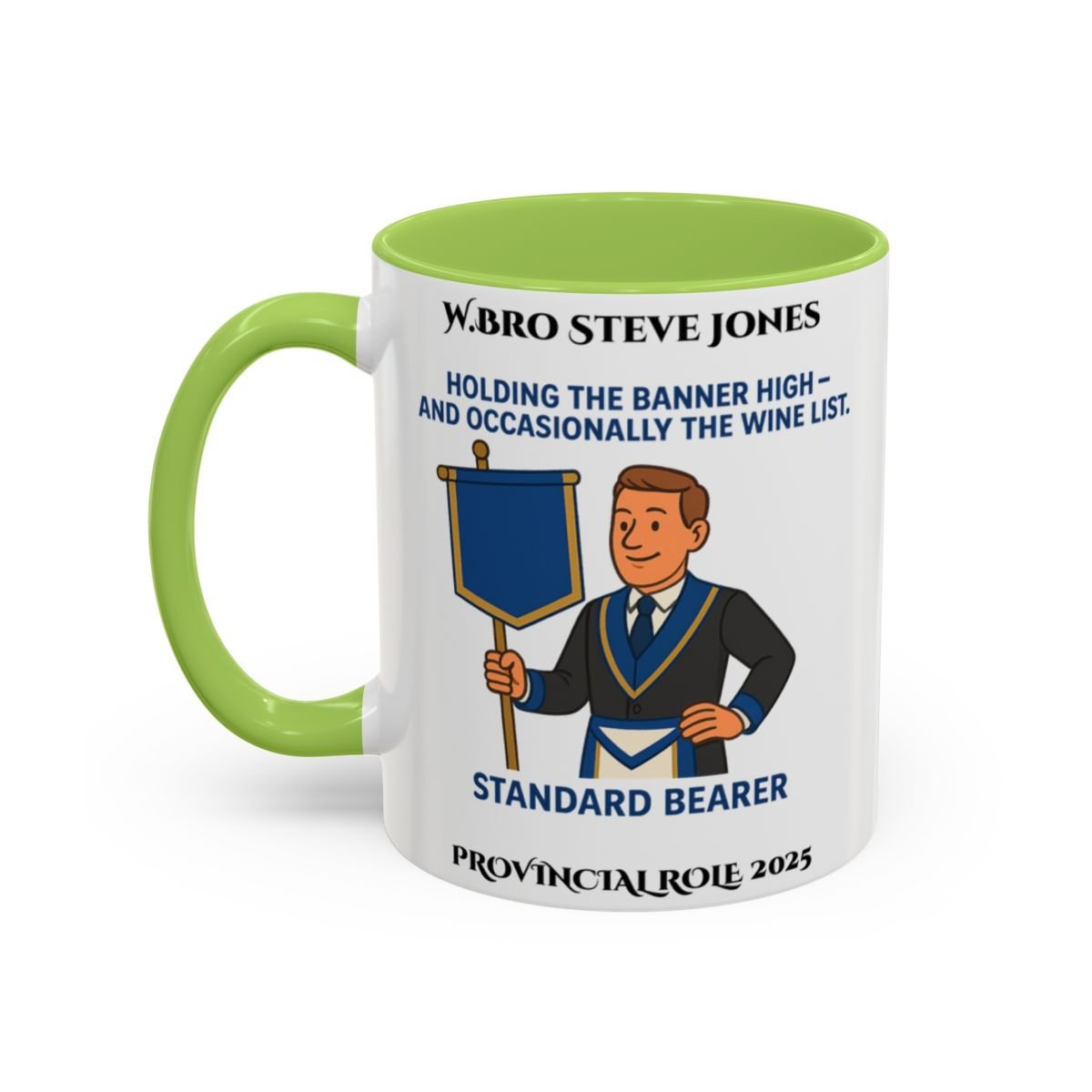 Provincial Standard Bearer Design Personalised Mug - Holding the Banner High - Masonic Mugs