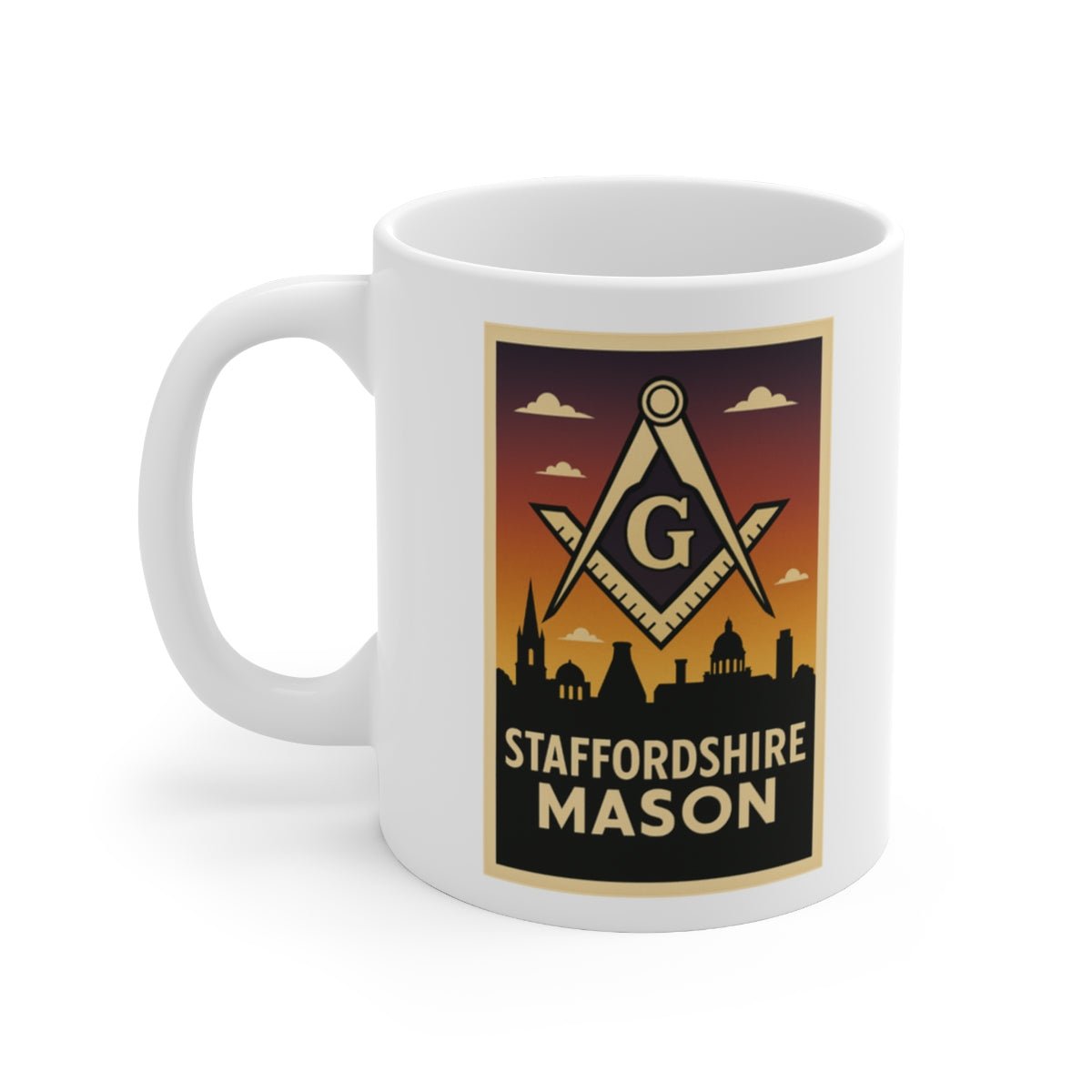 Staffordshire Mason Custom Masonic Coffee Mug - Freemason Gift - Masonic Mugs