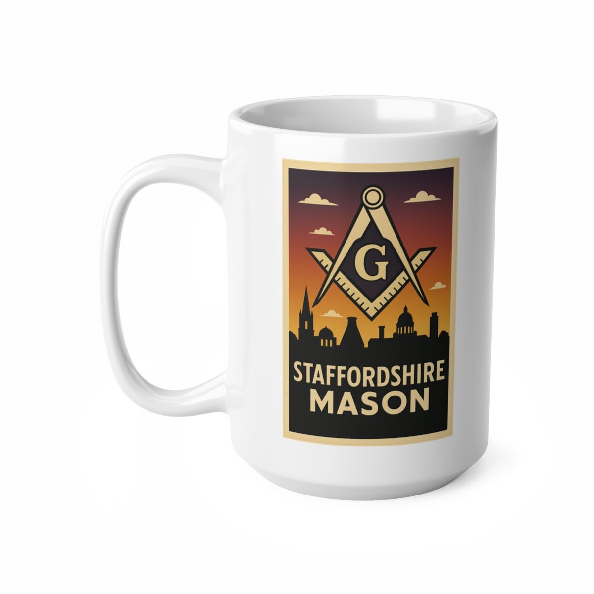 Staffordshire Mason Custom Masonic Coffee Mug - Freemason Gift - Masonic Mugs