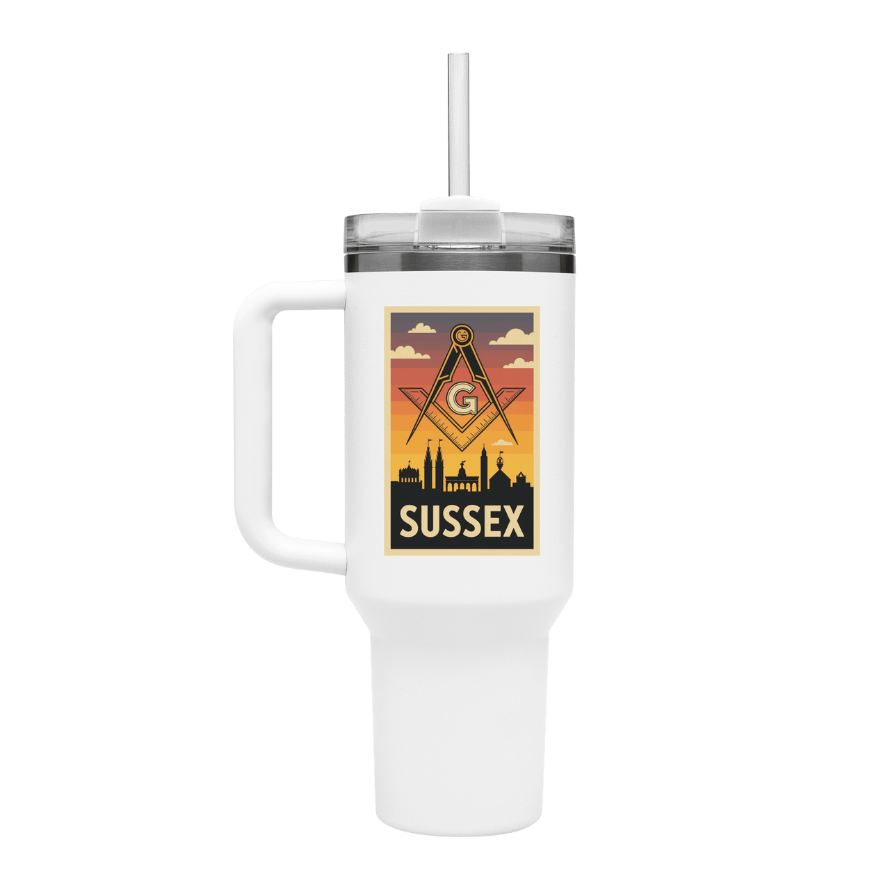 Sussex Mason 40oz Stainless Steel Masonic Travel Tumbler - Masonic Mugs