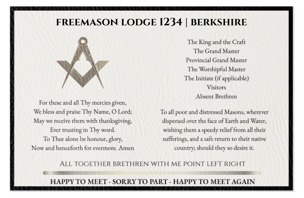 Personalised Masonic Festive Board Vinyl Placemats – Lodge Name,Freemason Gift, Dining, Masonic Tableware - Pack of 4 Masonic Gift Store