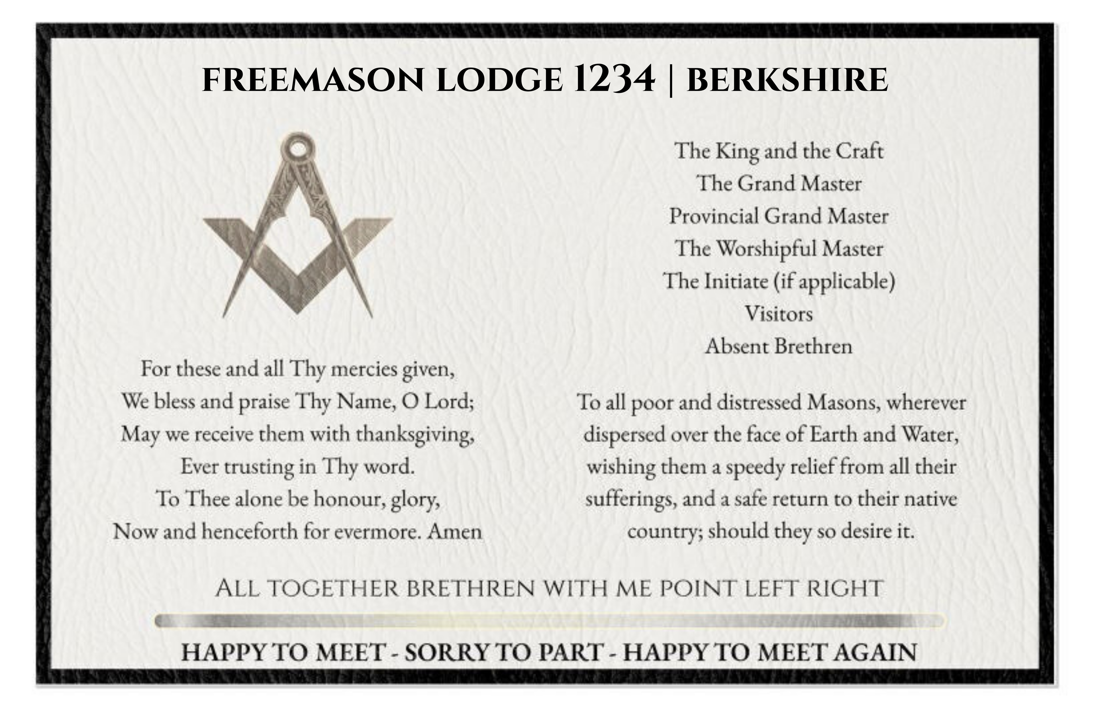 Personalised Masonic Festive Board Vinyl Placemats – Lodge Name,Freemason Gift, Dining, Masonic Tableware - Pack of 4 Masonic Gift Store