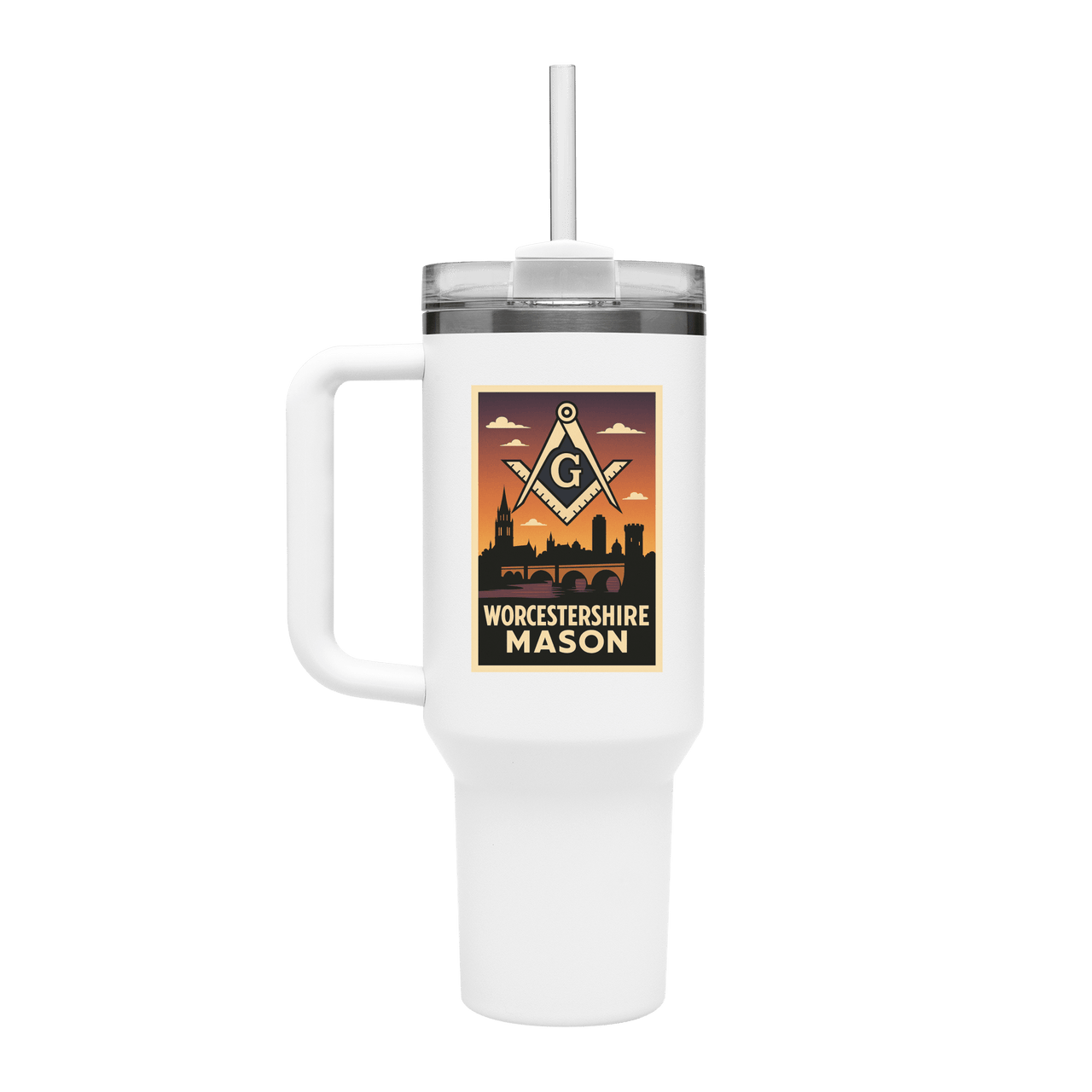 Worchestershire Mason 40oz Stainless Steel Masonic Travel Tumbler - Masonic Mugs