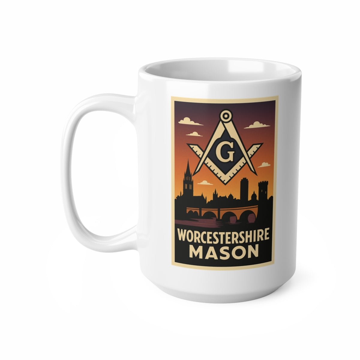Worchestershire Mason Custom Masonic Coffee Mug - Freemason Gift - Masonic Mugs