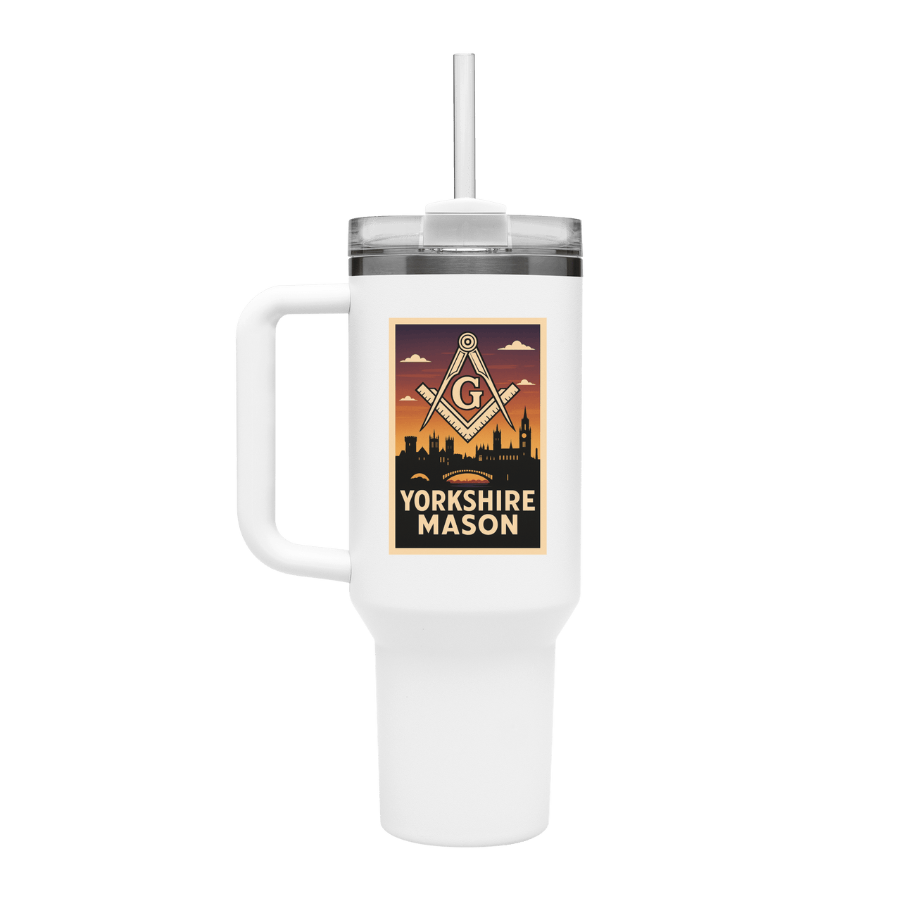 Yorkshire Mason 40oz Stainless Steel Masonic Travel Tumbler - Masonic Mugs